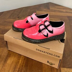 Dr. Martens Kids Shiny Pink Loafers / Mary Jane Shoes Size 11